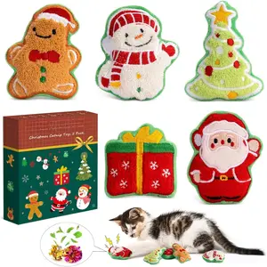 Christmas Cat Toys, Crinkly Xmas Catnip Toys for Indoor Cats Kitty Kicker, Interactive Cat Nip Chew Teeth Cleaning Kitten Toy for All Breeds, 5 Pack CHRISTMAS CATNIP TOY SET