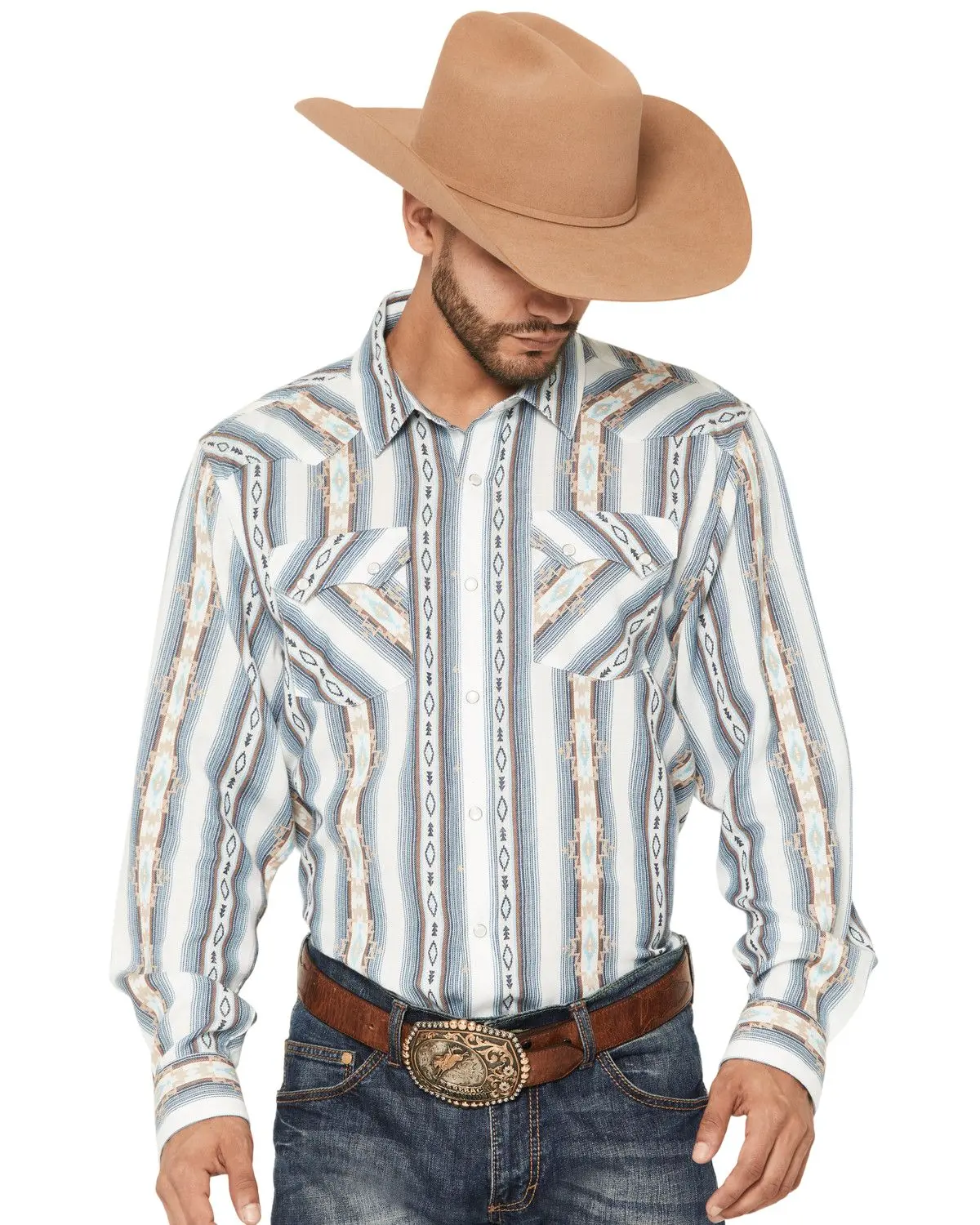 Panhandle Men's Men'S Vintage Southwestern Striped Long Sleeve Pearl Snap - Pmn2s06903
