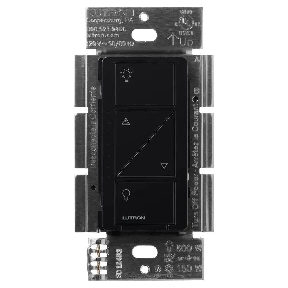 Lutron Caseta Original Smart Dimmer Switch, 150W LED, No Neutral Required, 120V, PD-6WCL-BL, Black
