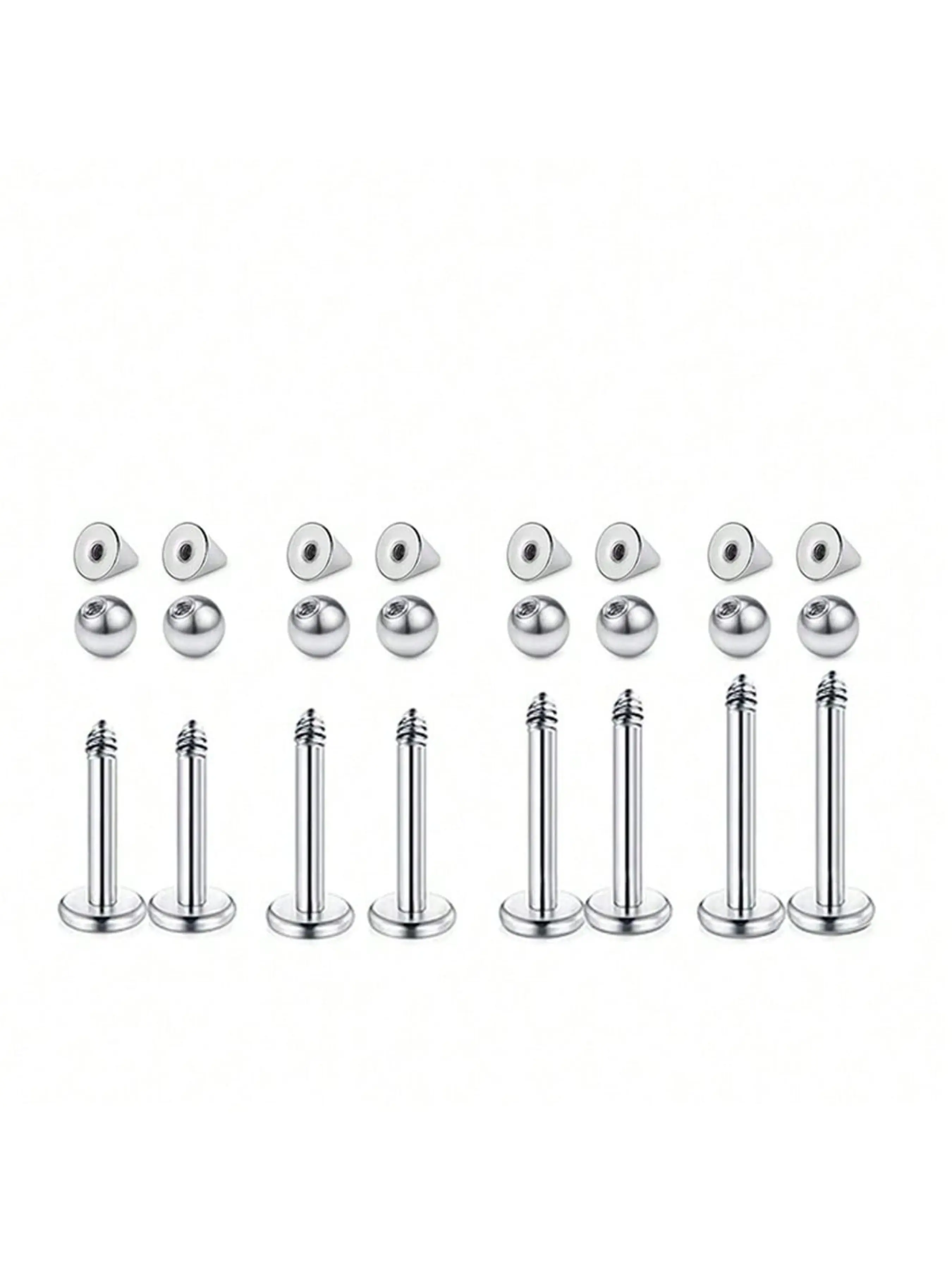 24Pcs 16G Labret Monroe Lip Barbell Ring Replacement Balls Spikes Piercing Ear Tragus Cartilage Studs For Women Men Cartilage Piercing Jewelry