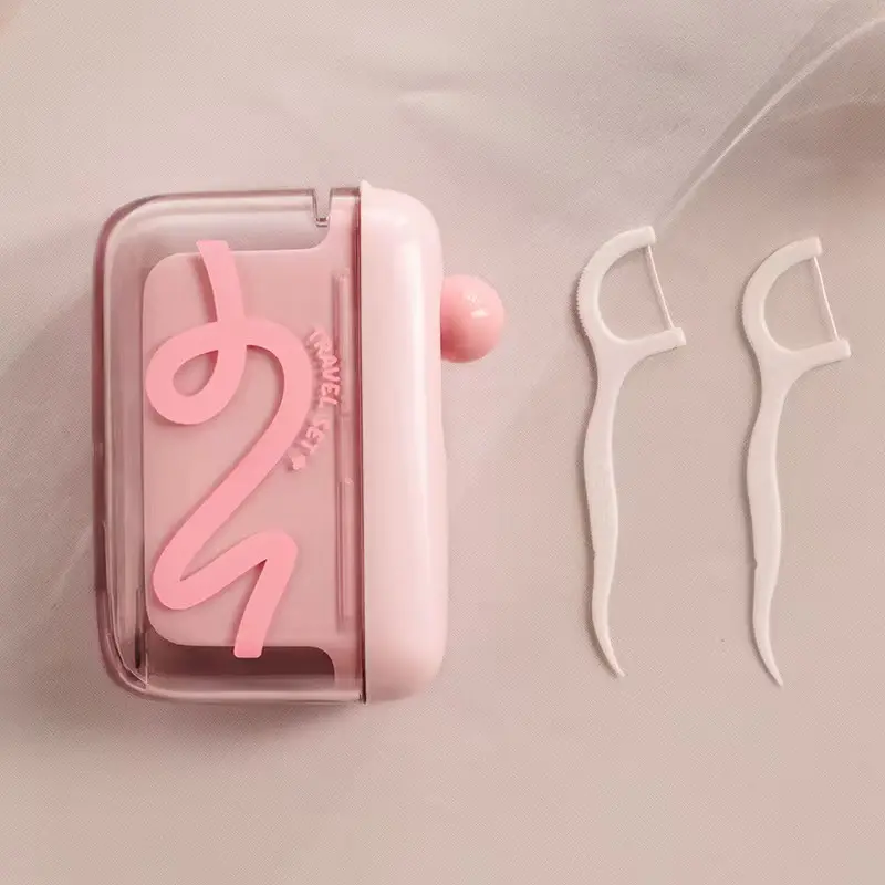 Portable Automatic Dental Floss Pick Dispenser – One-Touch Pop-Up Floss Holder with Refillable Storage Case, Travel Home Office Toothpick Organizer, Daily Oral Hygiene, Compact Convenient Tooth Floss Box