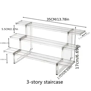 1pcs, 2, 3story staircase, Acrylic Display Shelf, Blind Box Collectible Figurine Holder, Party Decorations Organizer, Display Stand, No Power Needed, for Christmas, Hanukkah, New Year, Valentine's Day