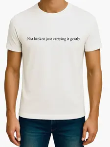 Limited Edition Men’s Text T-Shirt – White | Slim Fit | Crew Neck | Soft Poly-Cotton