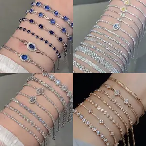 Multi-Style CZ Diamond Tennis Bracelet Collection for Women, 18K Gold/Silver Plated Adjustable Stackable Dainty Bracelet, Tarnish Resistant Hypoallergenic Wedding Bridesmaid Daily Party Gift Jewelry