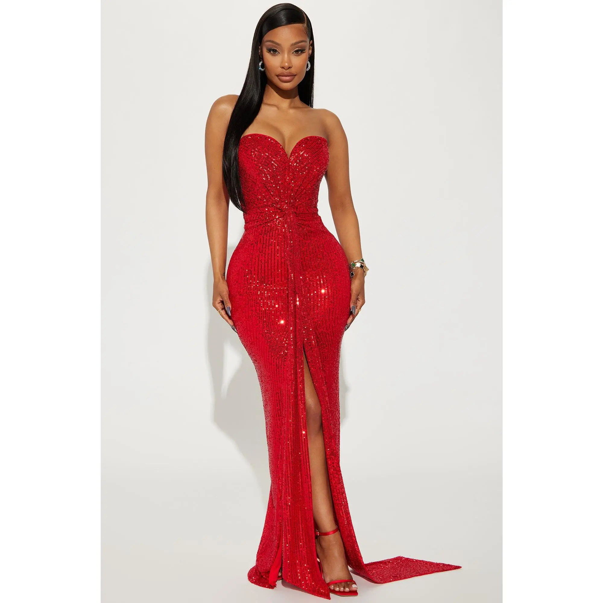 Celeste Sequin Maxi Dress - Red