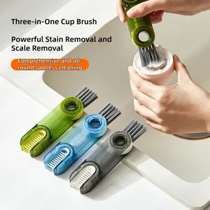 Three-In-One Cup Brush Set, Multifunctional Lid Brush & Mouth Cleaning Brush, Ideal for Insulated Cups, Home Cleaning, Office Use, Cleaning Tools