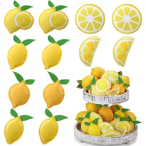 12 count  Tiered Tray Decor Summer Stuffed Fabric Decoration 5 Inch  Shaped Kitchen Decor Rustic Farmhouse for Tiered Tray Bowl Fillers Summer  Supplies (Bright)