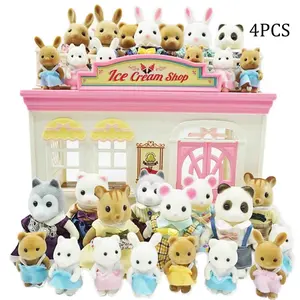 1:12 Scale Forest Animal Models, 1 Set Cute Animal Miniature without House, Pretend Play Toy, Dollhouse Accessories, Birthday Gift