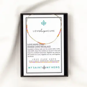Love Hope Cure Morse Code Breast Cancer Awareness Necklace
