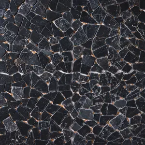 Glam Black Pebbles 12x12 Tumbled Marble Mosaic Tile