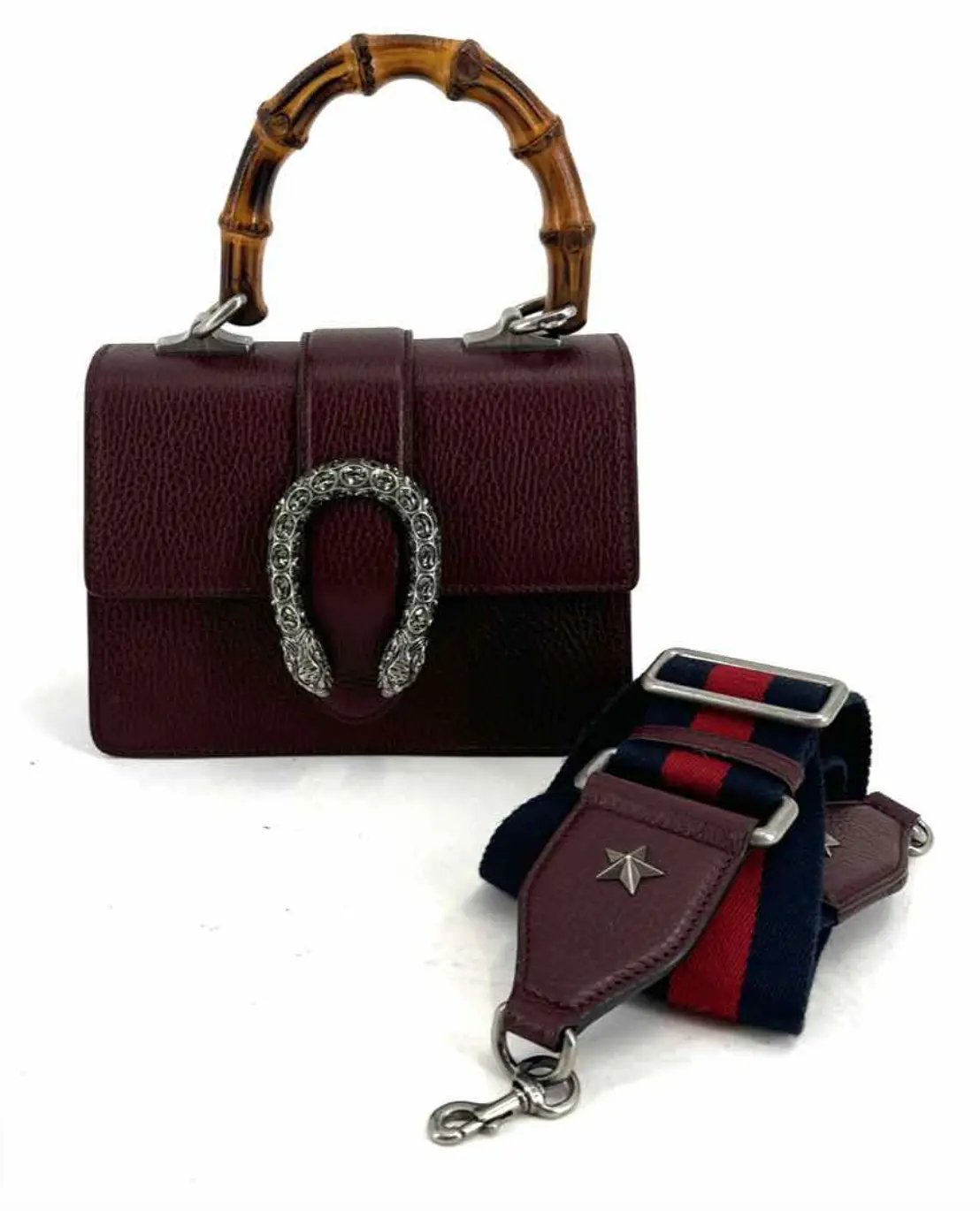Pre-owned GUCCI Italy Crossbody Bags DIONYSUS MINI BAMBOO HANDLE WEB STRAP Handbag Elegant and Stylish