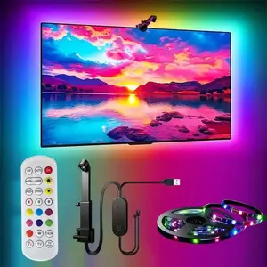 3.8M RGBIC LED Strip TV Backlight with Camera, 35-80 Inch Compatible, Screen & Music Sync, USB Powered for Gaming Room