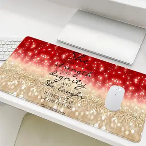 Glitter Mouse Pad, Rectangle Gaming Mouse Pad, Non-Slip Rubber Base Stitched Edge Desk Pad for Laptop Desktop, Office Desk Accessories