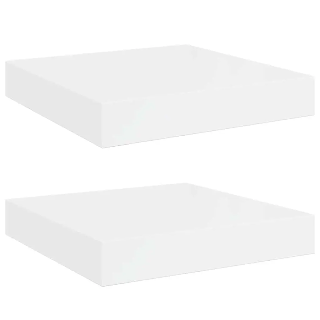 vidaXL Wall Shelves 2 Pcs, Floating Shelves, Display Shelves, Wall Mounted Shelves for Photo Frame Trophy Planter Pot, Modern, High Gloss White 323740