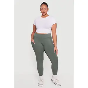 Plus Size Cell Phone Pocket High Waisted Leggings