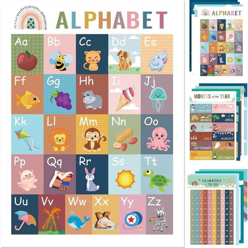 16 Educational Posters for Toddlers 1-3, Laminated Toddler Learning ...