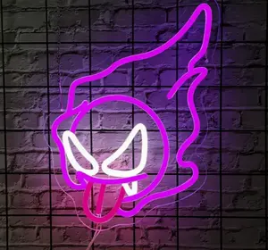 Gastly Neon Light Sign, Ghost Type, Anime, Gengar, Haunter, Pikachu, Cards, Home Decor, Neon Sign, Home Accents, Game Room, Bedroom Decor, Room Decor, Decorations, Gamer, Gaming