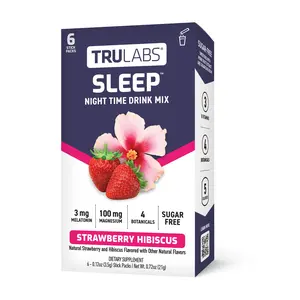 TruLabs Sleep - Updated Formula Strawberry Hibiscus Flavor Sugar-Free Night-Time Drink Mix with 100 mg Magnesium & 3 mg Melatonin for Deep Relaxation - Magnesium Dietary Supplement, Lemon, Healthcare