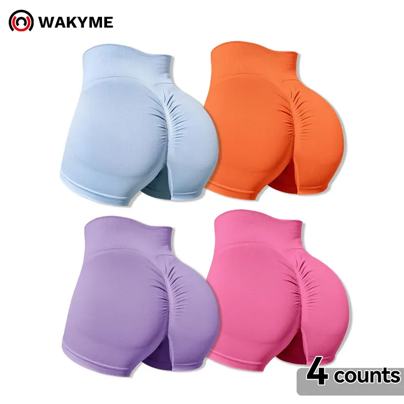 WAKYME Women's Seamless High Waist High Rise Shorts - Tummy Control, Butt-Lifting Bottoms, Stretchable Smooth Synthetics Fabric, Everyday Fit Basic Womenswear