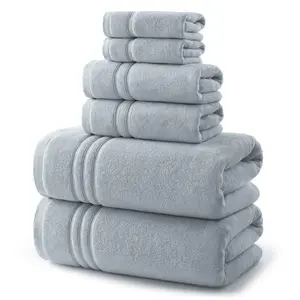 REDKISS Light Grey Towels Set 6 Piece Cotton Towel Sets with 2 Bath Towels, 2 Hand, 2 Washcloths, 650GSM Hotel Quality, Soft, Highly Absorbent Towels for Bathroom Gym, Ideal Everyday Use