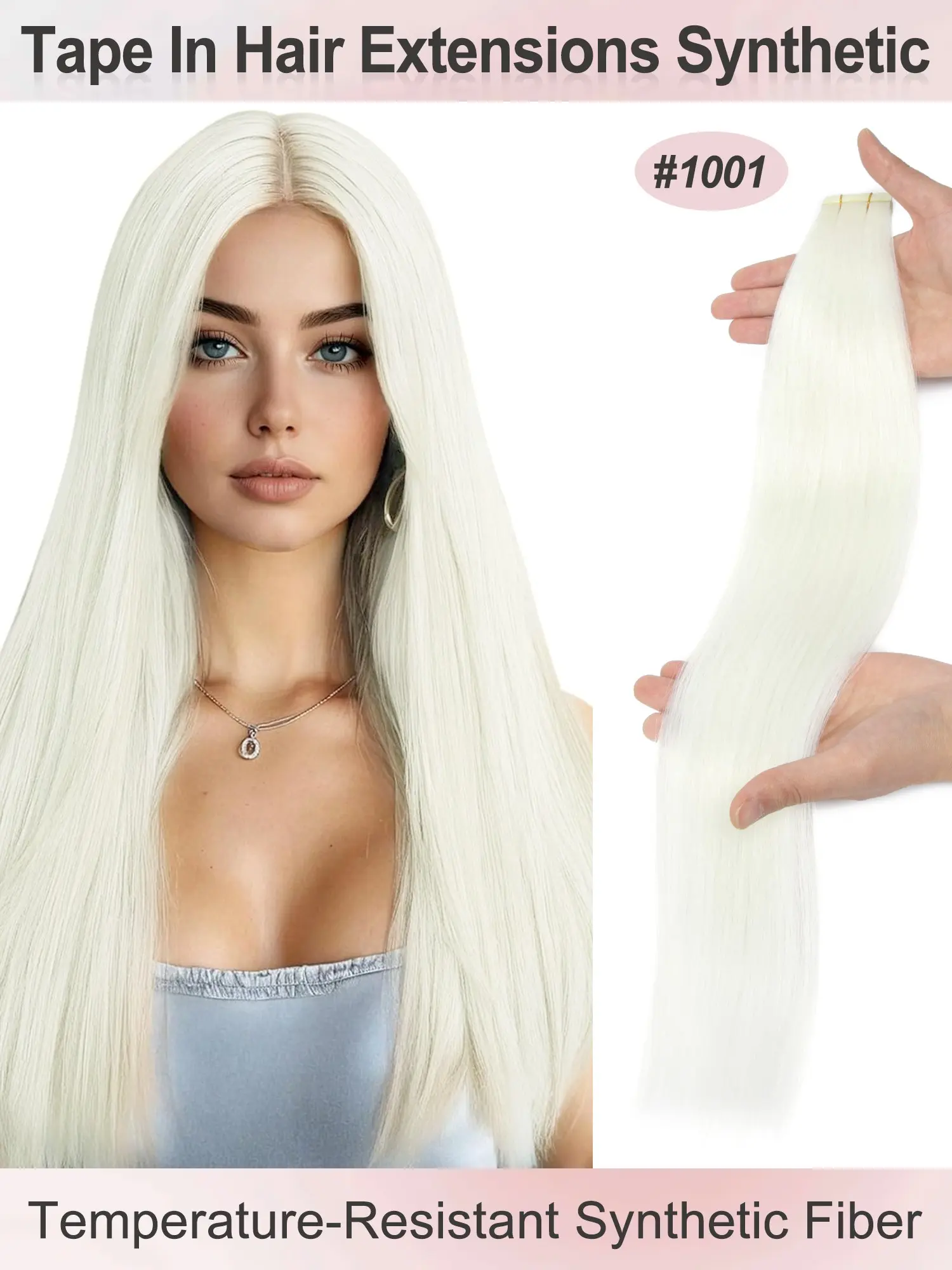 Synthetic Tape in Hair Extensions Straight Hair Tape ins Invisible Adhesive 20pcs/pack 20Iinch 50G Double Sided Adhesive Tape Hair Extensions Invisible Extension Hairpiece Invisible Hair Piece