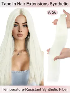 Synthetic Tape in Hair Extensions Straight Hair Tape ins Invisible Adhesive 20pcs/pack 20Iinch 50G Double Sided Adhesive Tape Hair Extensions Invisible Extension Hairpiece Invisible Hair Piece