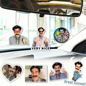 Borat very nice series classic 2D funny car aromatherapy pendant, paper hanging car interior ornament, black humor, lasting light fragrance, Car Interior Diffusers