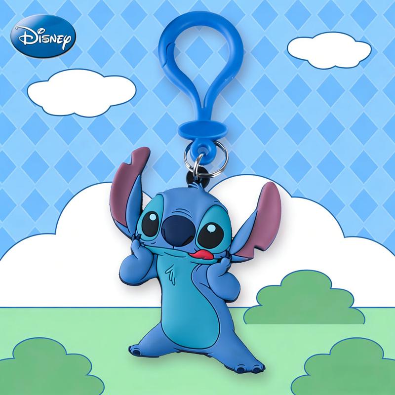 Disney Stitch PVC Keychain 1PC Official License Cute Animal Bag Clip Charms Anime Figure Collector Keyring Backpack Decor Durable PVC Soft Rubber Gift
