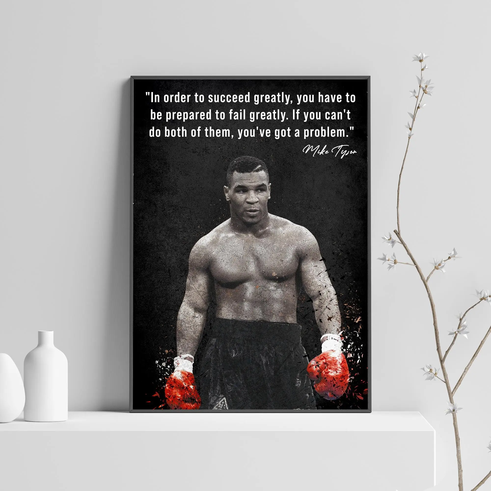 Mike Tyson Poster, Art Discipline Motivational Quotes Wall Decor Mike Tyson Boxing Legend, Sports Wall Art Poster, Product without frame