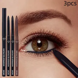 3-Pack Gel Eyeliner Pencils, Eye Pencil Set - Long-lasting and sweat-resistant, smudge-proof, easy to use, highly pigmented, beauty enthusiasts and beginners, perfect for Halloween, birthday celebrations, Cosmetic