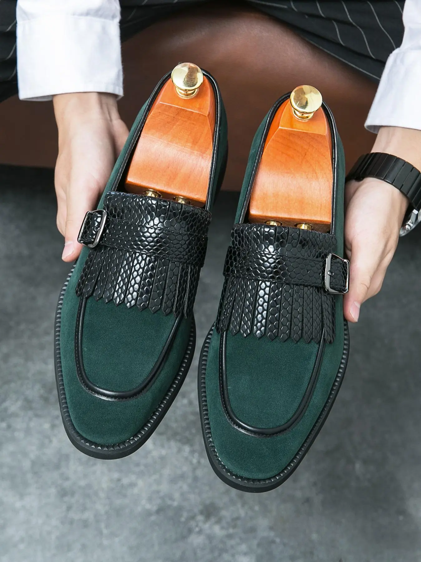 Men's Business Fashion PU Leather Formal Shoes, Business Style Shoes, Fashionable Buckle Design Dress Shoes for Work Office, Male All-match Commuter Shoes for Daily Wear, Office Work Footwear