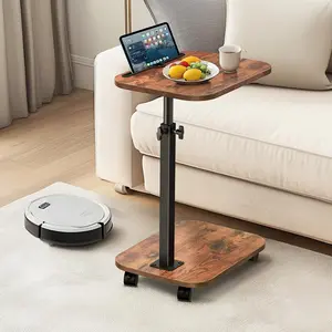 Sofa Tray Table for Couch, 360?Swivel TV Tray for Small Spaces, Adjustable Height Side Tables for Eating, C Shaped End Table for Livingroom, Bedroom, Sofa, Bed, Snack
