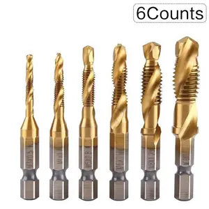3 In 1 Spiral Tap Hex Shank Drill Bit Set,M3/M4/M5/M6/M8/M10 Drill Bits High Speed Steel,Professional Drill Accessories For Woodworking,Power Tool Accessories, Heavy Duty,Hardware, Cutting, Metal, Durable.