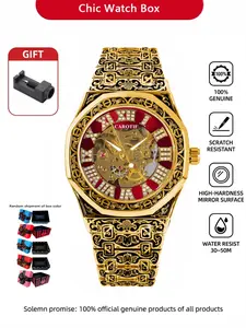 Business Casual Mechanical Watch, Carotif Floral Hollow Design, Dial Roman Numerals, Steel Strap, Automatic Movement