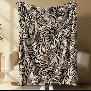 Leopard Print Blanket, 1 Soft, Warm And Lightweight Single-Sided Printed Plush Blanket, Suitable For Bed, Sofa, Car, Room Decoration