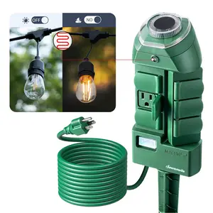 DEWENWILS Outdoor Power Stake Timer with 6 Grounded Outlets, 180° Rotatable, 6ft Extension Cord – Touch & Remote Control, 48 ON/OFF Settings, Ideal for Lights, Sprinklers, Pumps, and Garden Use, Adjustable Watering System-HOYS16C