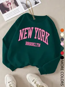 Trendy New Letter Print Women's Sportswear Sweatshirt, Casual Fitted Long Sleeve, Comfortable Breathable, Fall Winter Fashion, Womenswear