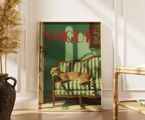 Vintage Animal Wall Art, Fashion Magazine Wall Art, Leopard Wall Art, Vintage Poster, Fashion Poster, Animal Wall Art, Gift For Her