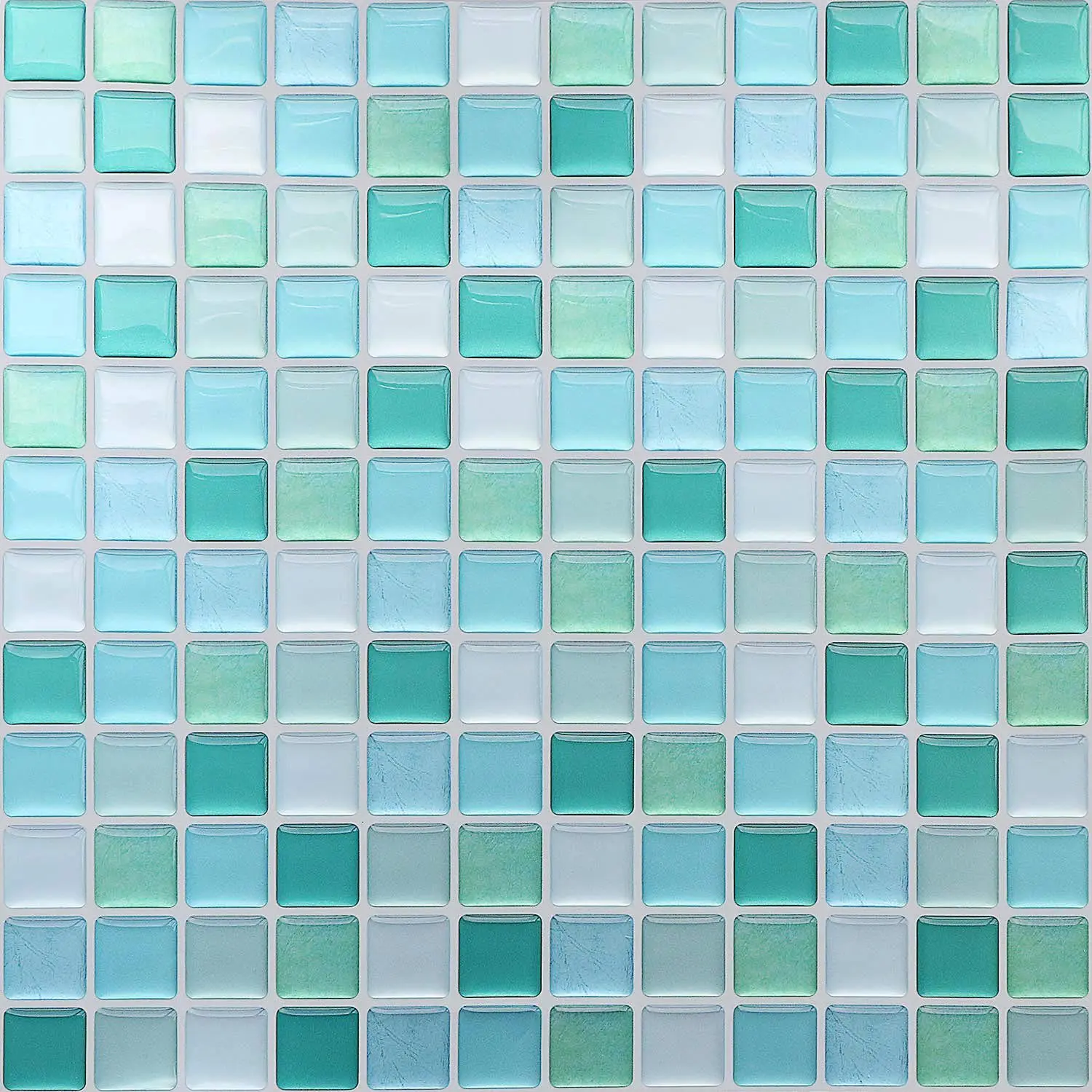 3d Mosaic Sticker Peel And Stick Tile Backsplash Wall Paper For Home Kitchen  Pack Of 4 Light Blue