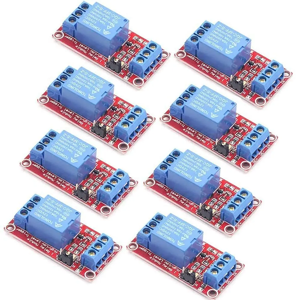 8PCS 5v Relay Module 1 Channel Relay Board for Raspberry Pi with Opto-Isolated High or Low Level Trigger 5v 1 Channel Switch for Arduino