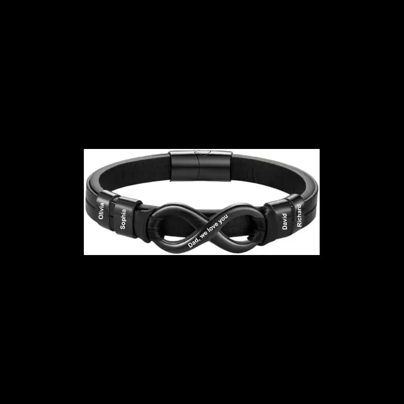 Black 8 shaped leather bracelet 3