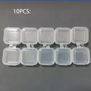 Plastic Transparent Mini Box with Lid, Square Earplug Jewelry Storage, Earring Holder, Studs Case, Parts Container, Clear Containers