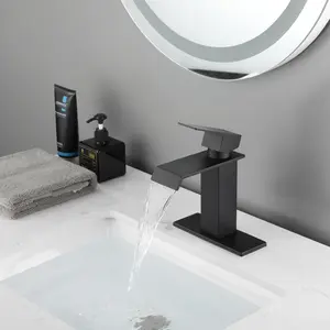 Waterfall Spout Bathroom Faucet,Single Handle Bathroom Vanity Sink Faucet On-Site