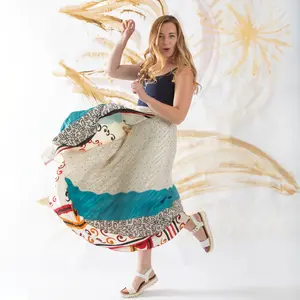 The Original Sari Wrap Skirt - Adjustable Womenswear, Comfortable and Elegant Design, Perfect for Any Occasion Fabric Dress