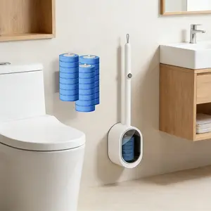 2026 New Design Disposable Toilet Brush with 24 Refill Heads & Fragrance Tablet, Wall-Mount No-Touch Cleaning System for Hygienic Bowl, Sink, Tub - Keep Bathroom Clean & Fresh, Say Goodbye to Germs and Odor Forever!