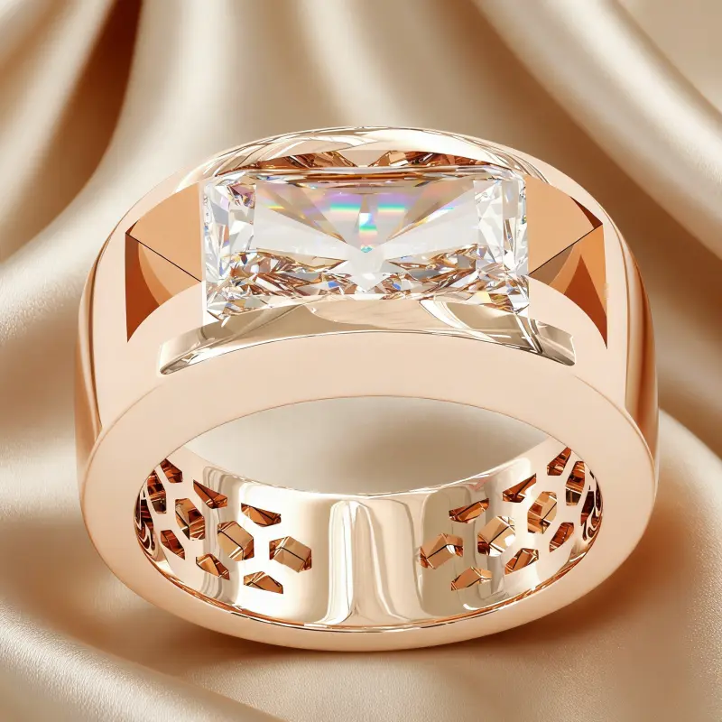 Aossio 4CT bold Radiant cut moissanite statement solitaire ring