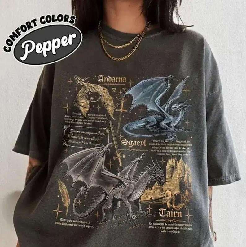 Fourth Wing Dragon Comfort Colors Shirt, Tairn & Andarna T-Shirt, Basgiath War College Shirt, Dragon Rider Shirt, Bookish Gift for Readers