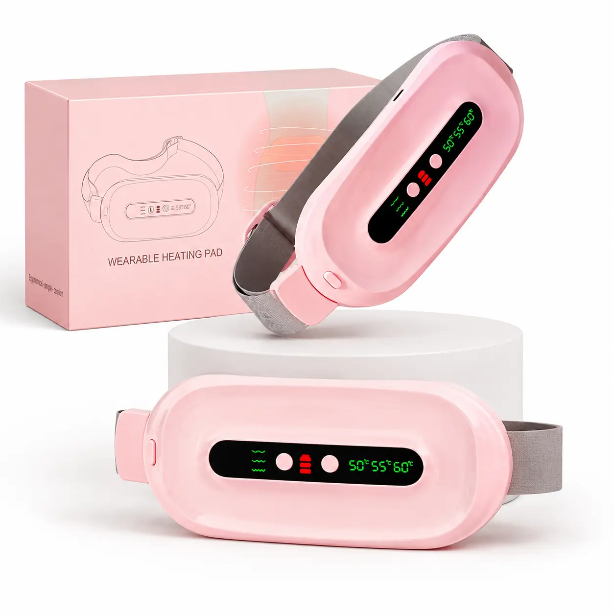 2026 NEW Cordless Menstrual Heating Pad Rechargeable Heating Pad Belt for Women with Vibration Massage 2200mAh Battery Cordless Abdominal Warmer Multiple Heat Settings Portable Waist Heating Pad for Period Relief Self Care Gift for Girlfriend Wife Mom