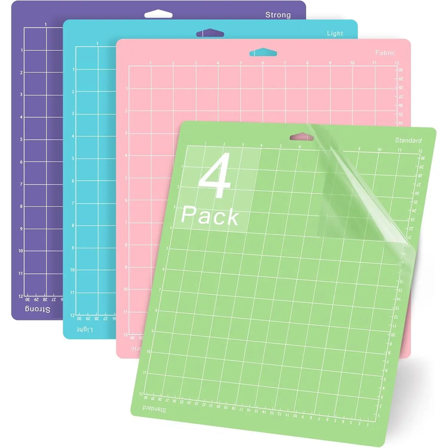 Cutting Mats 12x12 4 Pack, Compatible With Cricut Explore One/Air/Air 2/Maker 3/Maker Replacement Accessories (Standard,Light,Strong,Fabric) for Supply