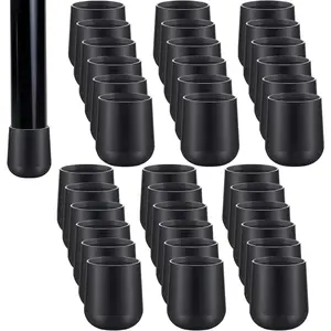 36 Pieces 7/8 Inch Folding Chair Leg Caps Heavy-Duty Plastic Chair End Caps Non-Marring Furniture Glides Round Hardwood Floor Protectors (Black)